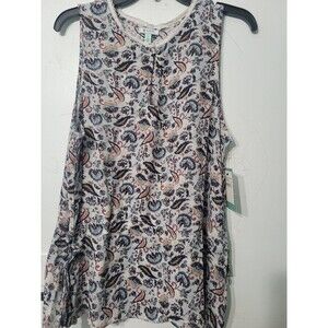 Susina Nordstrom Rack Women's Top/ Blouse Gray Floral Sleeves Size L